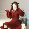 Casual Kleider Süße Gestrickte Kleid Frauen Winter Elegante Kawaii Mini Weibliche Japanische Stil Koreanische Party Weihnachten Kleidung 2022