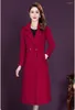 Kvinnors ull 2022 Eleganta kvinnor Autumn Winter Woolen Trench av hög kvalitet Cashmere Coat Ladies Fashion Plus Size Slim Coats F111