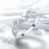 Новые кольцевые кольца с кубической цирконии с открытыми манжетами с подарочной коробкой для женщин подруги роскошные белый камень регулируемый свадебный свадебный хип