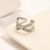 Fashion Jewelry Designer Letter Rings Women Loves Charms Wedding Supplies Crystal 18K Gold Plated Copper Finger Adjustable Open Ring Luxury Accessories