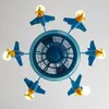 Pendant Lamps Blue Aircraft Negative Ion Air Purification Fan Lamp Living Room Bluetooth Music Ceiling Children's Fun Park