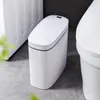 Waste Bins 14L Bathroom Automatic Bin Smart Home Bagging White Electric Touchless Narrow Basket Sensor Trash Can 220927