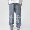 Jeans da uomo Streetwear Hip Hop Jeans larghi a vita bassa per uomo Pantaloni coreani alla moda Y2k Pantaloni in denim incrociato Pantaloni cargo da donna Vestiti punk 220926