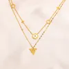 Luxury Design Necklace Chain 18K Gold Plated Stainless Steel Necklaces Choker Chain Brand Letter Flower Pendant Fashion Womens Wedding Jewelry Accessories