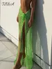 Spódnice FSDA Summer Maxi Kobiety spódnice Bandaż Sexy Beach Hollow Out High talia Biała Y2K Knitted Long BodyCon Spódnica BOHO 220924