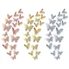 Décoration de fête 3D papillon autocollant mural Art métallique avec ensemble 3 tailles bricolage papier peint décoratif pour filles chambre salon Mxhome Amjkh