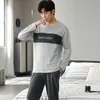 Men's Sleepwear Spring Pajamas Long Sleeve Male Pajama Set Pure Full Cotton For Suit homewear 4XL 220924