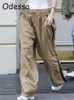 Pantaloni da donna Capris Odessa Casual Joggers Sweatpant Cargo Pants Moda donna Pantaloni a vita bassa 2022 Loose Hippie Harem Stitching Stripe Streetwear T220926