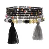 Charm Bracelets 2022 Fashion Vintage Ethnic Multilayer Big Beads Boho Statement Flower Bangles For Women Jewelry