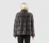 Damesbont Faux 100% echte nertsbontjas dames winterwarmte mode 220926