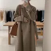 Kvinnors ull Kvinnor Autumn Winter Elegant Loose Trench Coat Suit Collar Casual Long Overcoat Fashion Ladies Thick Warm Woolen Coats F101