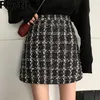 التنانير Flectit خريف فصل الشتاء تنورة صوف الصوف النسائية بالإضافة إلى حجم سميك من الصوف اللامع تويد تويد Mini Skirt Saia Feminina 220924