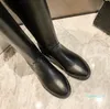 2022 Women Boot Knee Over Boots Black Calf Leathers Designer Top Brands Winter Pop Shoes