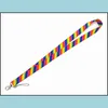 Party Favor Party Favor Rainbow Neck ID Badge Cell Phone Lanyards Keychain Polyester 12 Färger Mobiltelefoner LANYARD 936 Homeindustry Dhabg