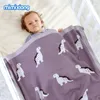 Filtar Swaddling S dinosaurie Knittade Borns Swaddle Wrap -kuvert för barnvagnsoffa Bäddar Crib Quilts 100x80cm barn Bomullsskydd 220927