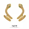 Boucles d'oreilles YMYW serpent torsion cuivre métal délicat cubique zircone mariage bijoux à la mode pour les femmes fête cadeau 2022