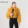 Ful feminino Faux rosa java qc19021 chegada de peles de pele real mulher jaqueta de inverno casacos curtos casacos naturais 220927