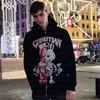 Felpe con cappuccio da donna Felpe Y2k Uomo Emo Streetwear Felpa con cappuccio Felpe con zip Fata Grunge Pullover Oversize Scheletro Orso Giacca Goth Top Felpe con cappuccio Abbigliamento 220926