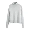 Camisolas femininas 2022 Mulheres Cinzent Stand Stand Stand Sweater Solid Color Manga Longa Pullover