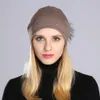 Beanieskull Caps Geebro Womens Rhinestones Slouchy Beanie Hat With Pompom Hat for Women Plain Color Beanies Hats