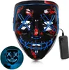 Masque LED Masque de fête d'Halloween Masques de mascarade Masques au néon Light Glow In The Dark Horror Mask Glowing Masker GWB15829