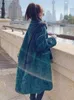 Womens Fur Faux LANMREM Inverno Cappotto di lana di agnello verde scuro Maniche lunghe Monopetto Sciolto Lusso Stile coreano Abbigliamento caldo 2R7208 220927