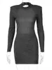 Casual Dresses WJFZQM Women's Black Cut Out Sexy Party Evening Midi Dresses Autumn Woman Clothes Elegant Backless Long Sleeve Bodycon Dress T220905