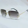 Óculos de sol Moda Masculino Sem aro Premium Óculos Assinatura quadrada Marca de designer Grande armação em C Decoração de férias Óculos de sol populares