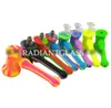 Portable Silicone Hammer Bubbler Novelty Bubblers Smoking Bong Pipes for Dry Herb Tobacco with Perolator Glass Bowl