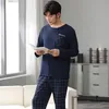 ملابس الرجال للرجال الخريف رجال نقي القطن الكامل بيجاماس منقوشة سام ياردات كبيرة l4xl pajama مجموعات صالة نوم عادية pajamas pijamas hombre 220924