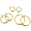 Orecchini A Bottone 3 Paia Argento Oro 15Mm 20Mm 25Mm Donna Acciaio Inossidabile Cerchio Huggies Set