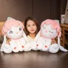 Pluche poppen perzik bloemblaadbloemvorm hoed rood hart konijn plushie gevulde grote ogen lolita wit konijn pluche speelgoed knuffel cadeau voor meisje geboorte 220927