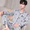 Menas de dormir para menores de pijamas de pijamas de pijamas de calça de dormir lounge manga longa de manga longa Spring outono loungewear masculino roupas caseiras 220924