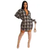 2022 Autumn Womens Shirt Dress Fashion Comfortable Cotton Plaid Long Sleeve Top Coat