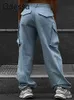 女性用パンツカプリスオデッサヴィンテージカーゴパンツ女性の大きなポケットローウエストズボンファッション2022秋の青いバギーオーバーオール特大