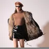 여자 모피 가짜 실제 코트 겨울 재킷 여성 긴 파카 방수 큰 천연 너구리 칼라 후드 두꺼운 따뜻한 라이너 220923