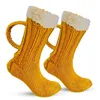 クリスマスの装飾クリスマス3Dビールマグ靴靴靴靴のギフトストッキングカップハンドルブルーフロアソックスイエローかわいいユニセックス冬の温かい男性女性220927