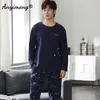 Men's Sleepwear Korean Minimalist Style Man Pajamas Set Long Sleeve Loungewear Cotton for Boy Leisure Mens Pijamas Fashion Homesuits 220924