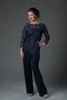 Fashion Lace Mothers Pant Suits With Sash Bateau Neck Wedding Guest Dress Three Pieces Plus Size Mother Of Bride Dresses