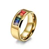 Edelstahl Gay Ring Regenbogen Kristall Band Ringe für Paare Männer Frauen Modeschmuck Valentinstag Geschenk