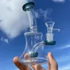 Farbiger Mundstück Mini Shisha Glass Bongs mit diffuse Perc 6 Zoll Handrauchrohr -Tupfstreifen mit 14 mm Gelenk
