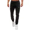 Mens Jeans Elastic Cuffed Pants Casual Drawstring Training Jogger Athletic Sweatpants Fashion Zipper 220928