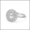 Ustawienia biżuterii 100% S925 STERLING Sliver Pierścienie dla kobiet Perły Akcesoria Regulowane rozmiar Ustawienia pierścienia świątecznego Prezent Mody Dhti3