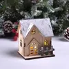 Christmas New Luminous Cabin LED Wooden Christmas Small House Xmas Desktop Ornaments Merry Christma Decor For Home Happy 2023