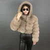 Futra damska sztuczna płaszcz z kapturem zima kobiety prawdziwy w stylu sprzedaży ubrania 220926