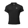 رجال البولو للرجال zip polo tees القطن للياقة البدنية تي شيرت العلامة التجارية قصيرة الأكمام جيم كمال الأجسام لبناء الملابس قميص على طراز إنجلترا