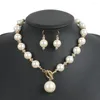 Collier Boucles d'oreilles Set dilica imitation tendance perle femmes coullifères colliers courts pendentifs bijoux