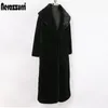 Womens Fur Faux Nerazzurri Long Black Winter Coat Women Sleeve Plus Size Elegant Fluffy Sheared Mink Overcoat 6xl 7xl 220927