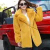 Womens Fur Faux Winter Women High Quality Rabbit Coat Luxury Loose Lapel Over Thick Warm Plus Size Female Plush S 220927