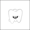 Pins Brooches Cute White Cartoon Smile Teeth Enamel Brooches Pin For Nurse Dentist Hospital Lapel Hat Bag Pins Denim Shirt Women Bro Dhkxx